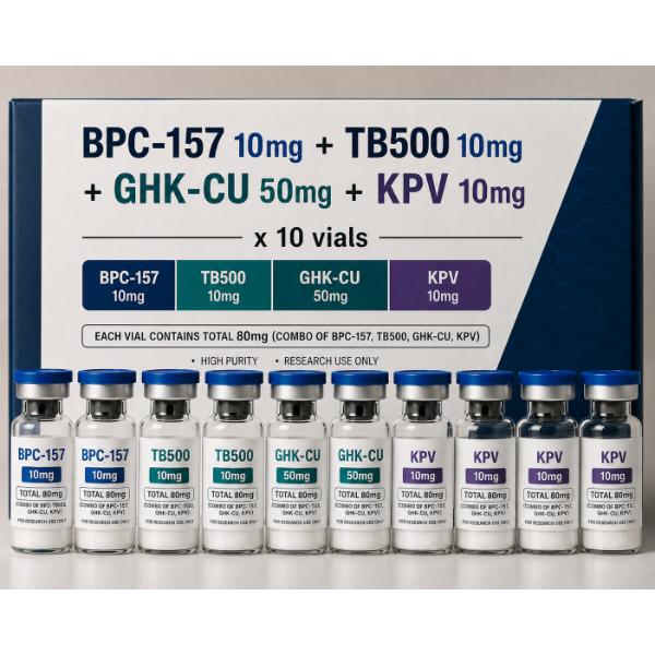BPC Combo2 BPC-157 10mg+TB500 10mg+GHK-CU 50mg+KPV 10mg - 80mg x 10 Vials - Image 1